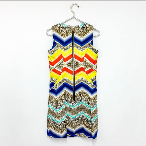 Milly Chevron Paneled Shift Mini Dress in Exotic Cheetah Print - Picture 4 of 7